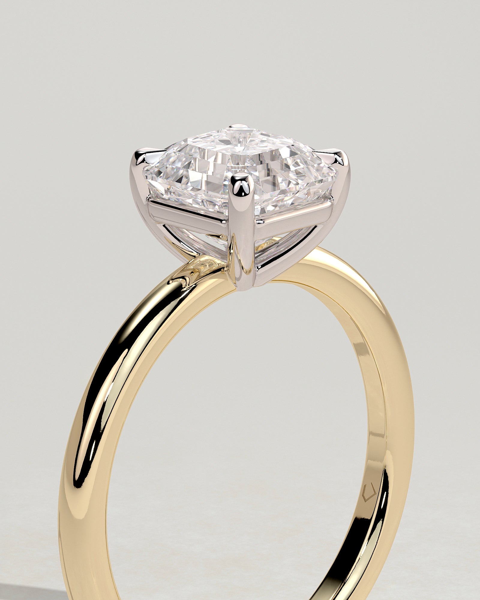 Emmy - Asscher Claw Solitaire Engagement Ring - Yellow Two-Tone - Yellow Two-Tone 2ct