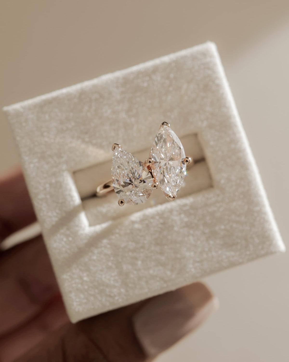 Dolly - Pear and Marquise Claw Toi et Moi Engagement Ring - Yellow Gold