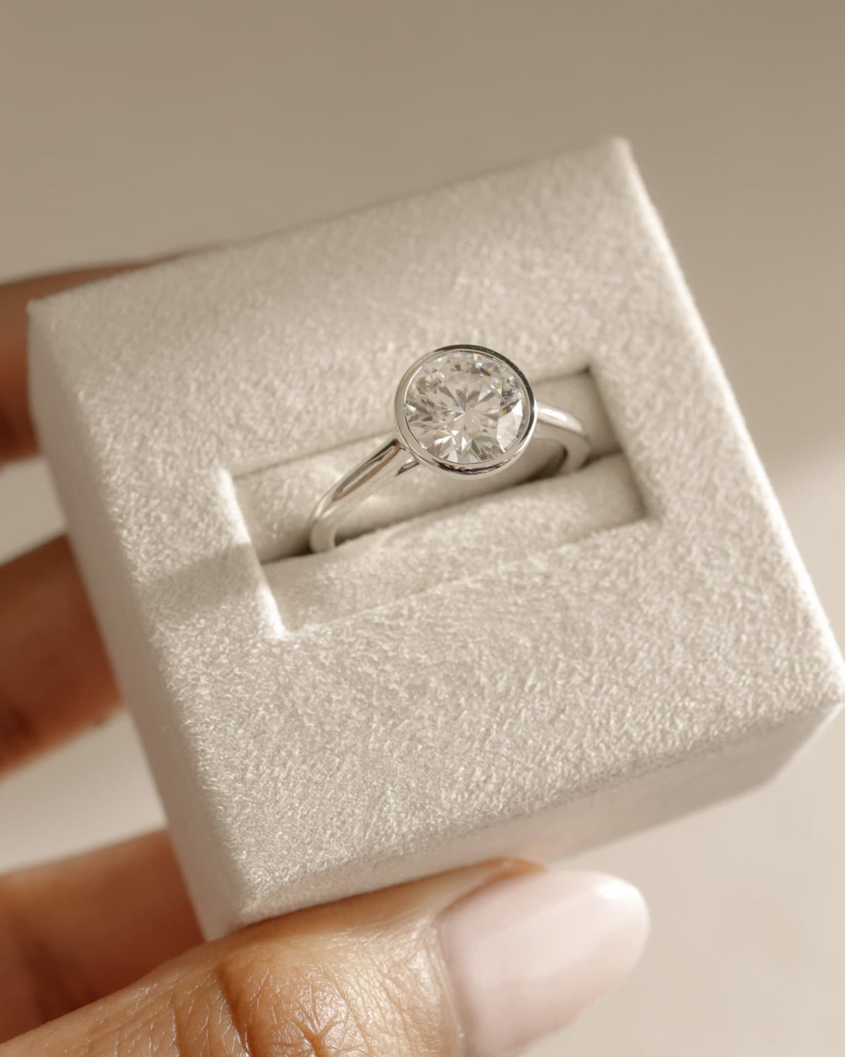 Kaylah - Statement Round Bezel Solitaire with Open Cathedral High Setting Engagement Ring - Yellow Gold