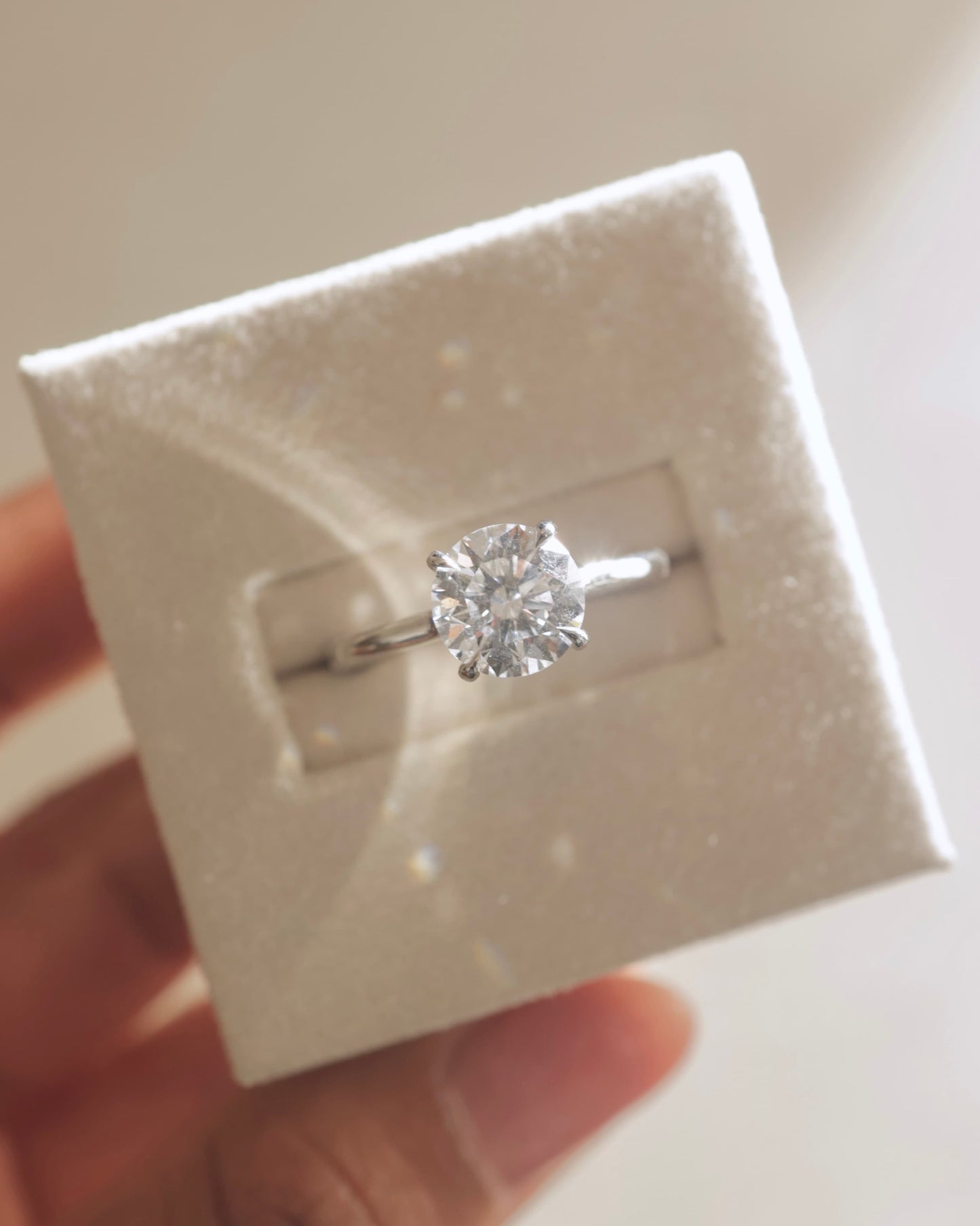 Luna - Round Claw Solitaire with Hidden Halo and Floating Cathedral Low Setting Engagement Ring - Rose Gold