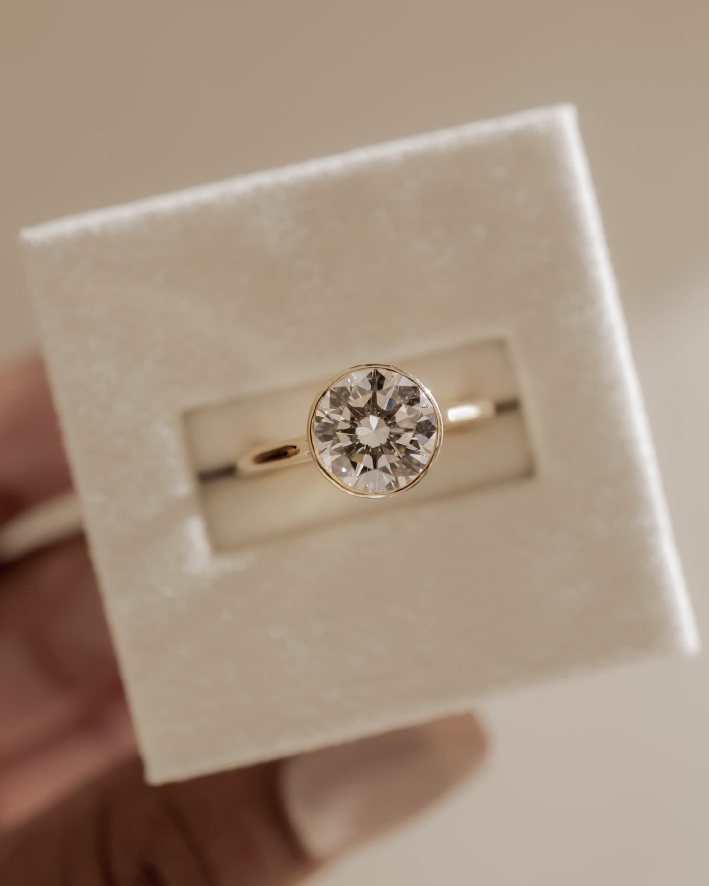 Maeve - Round Bezel Solitaire with Twisted Gallery Engagement Ring - White Gold