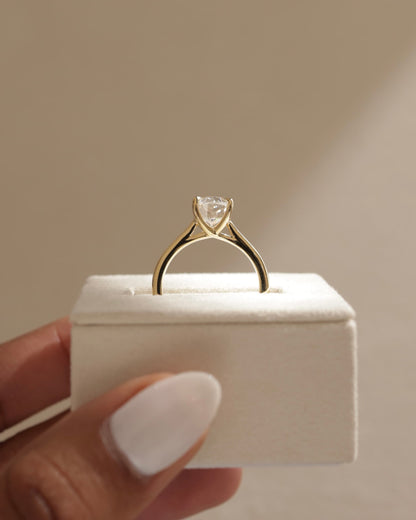 Olivia - Oval Claw Solitaire with Cathedral Low Setting and Open Trellis Gallery Engagement Ring - Rose Gold