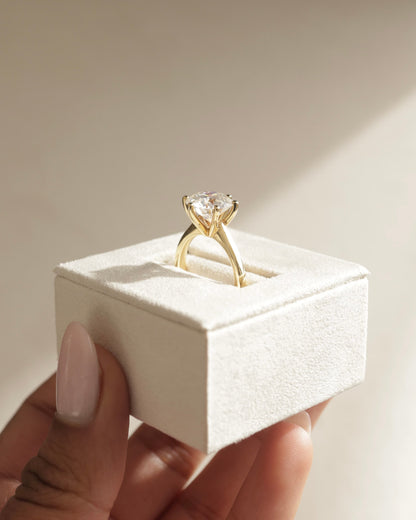 Jacqueline - Round Claw Solitaire with Solid Cathedral Low Setting Engagement Ring - Yellow Gold