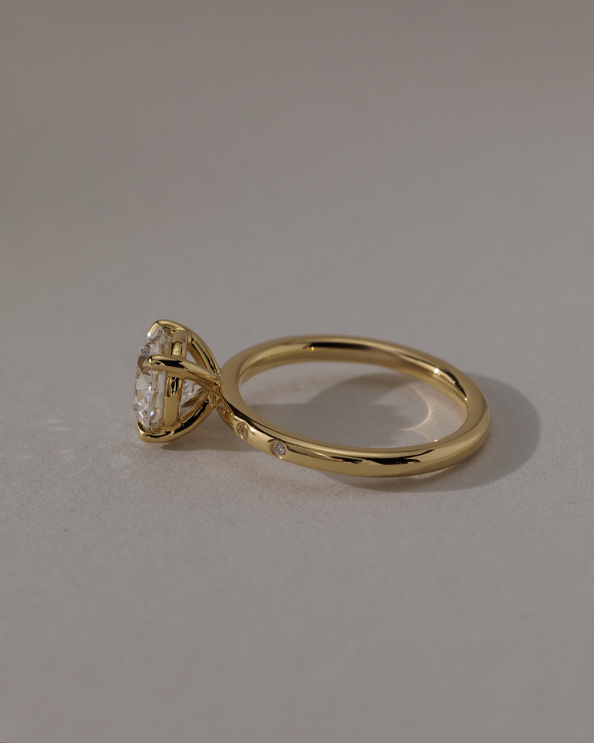 Nekija - Round Claw Solitaire with Inset Round Accent Stones Engagement Ring - Platinum