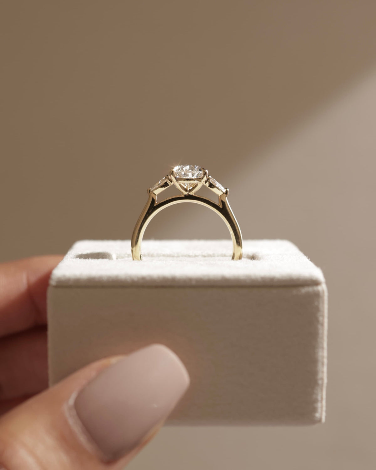 Rosalia - Pear Claw Trilogy with Pear Side Stones and Floating Cathedral High Setting Engagement Ring - Platinum