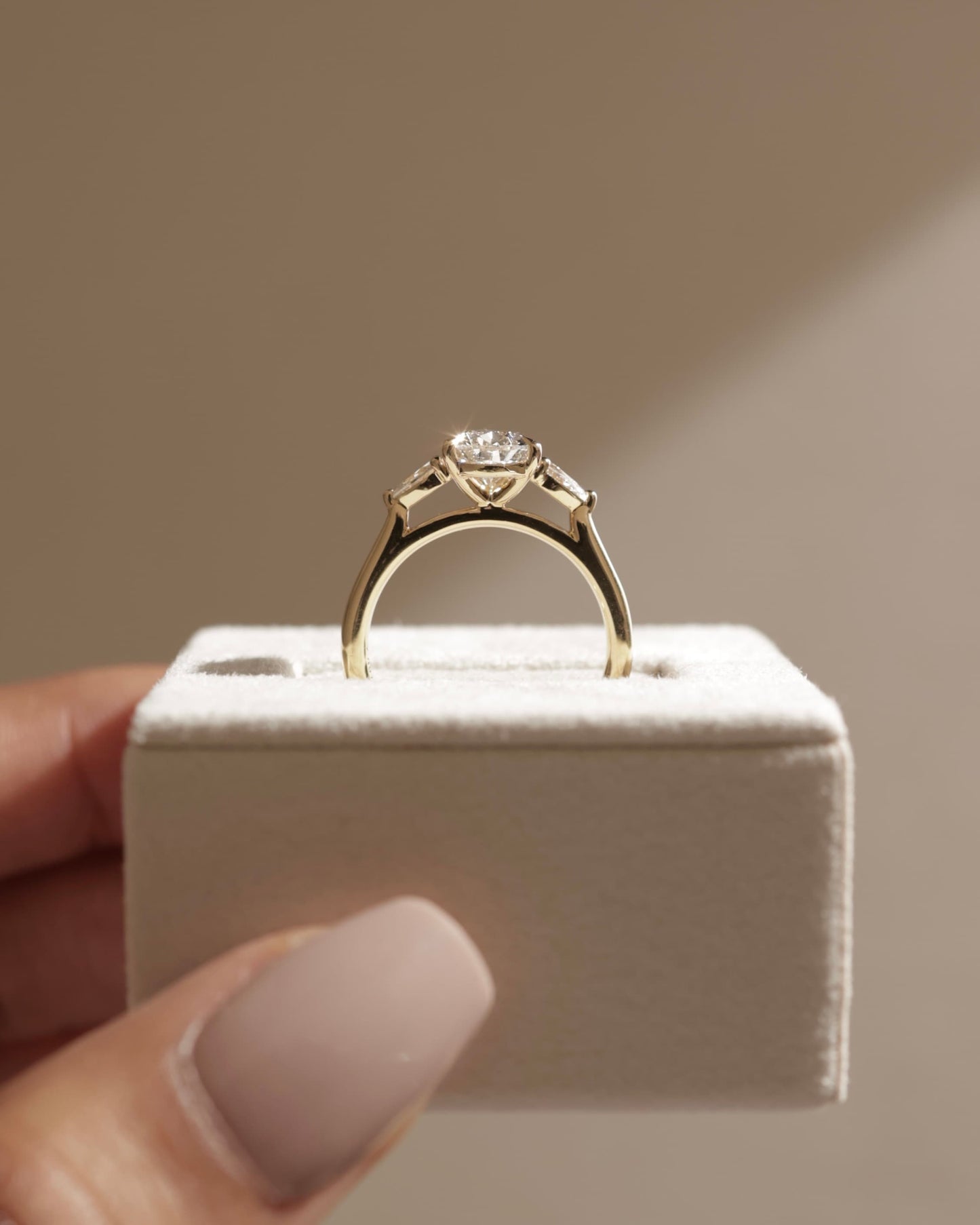 Rosalia - Pear Claw Trilogy with Pear Side Stones and Floating Cathedral High Setting Engagement Ring - White Gold