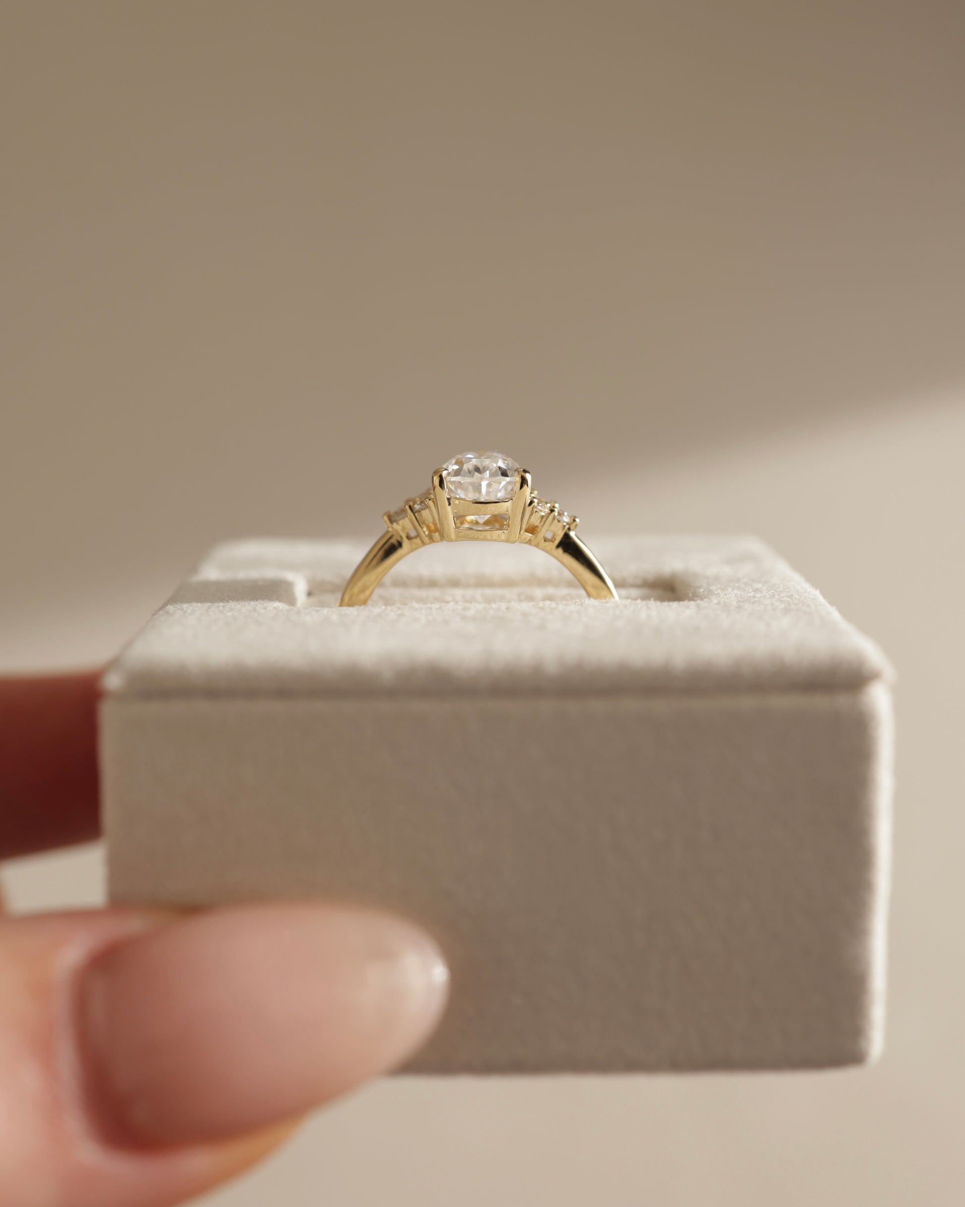 Brooke - Pear Claw Solitaire with Round Shoulder Stones Engagement Ring - Platinum - Lifestyle