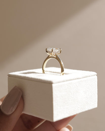 Ari - Radiant Claw Solitaire with Hidden Halo, Tapered Band and Cathedral High Setting Engagement Ring - White Gold - white gold - Lara Jewels
