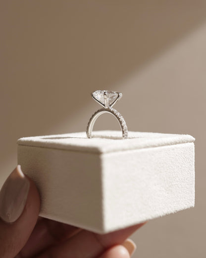 Brynlee - Pear Claw Solitaire with Pave Band Engagement Ring - Yellow Gold