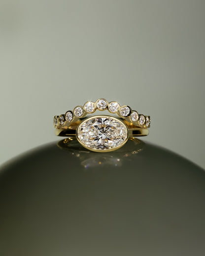 Erin - Oval East West Bezel Solitaire  Engagement Ring - Yellow Gold