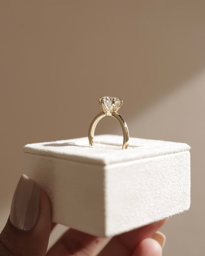 Mariah - Round Claw Solitaire with Crown Gallery Engagement Ring - Yellow Gold