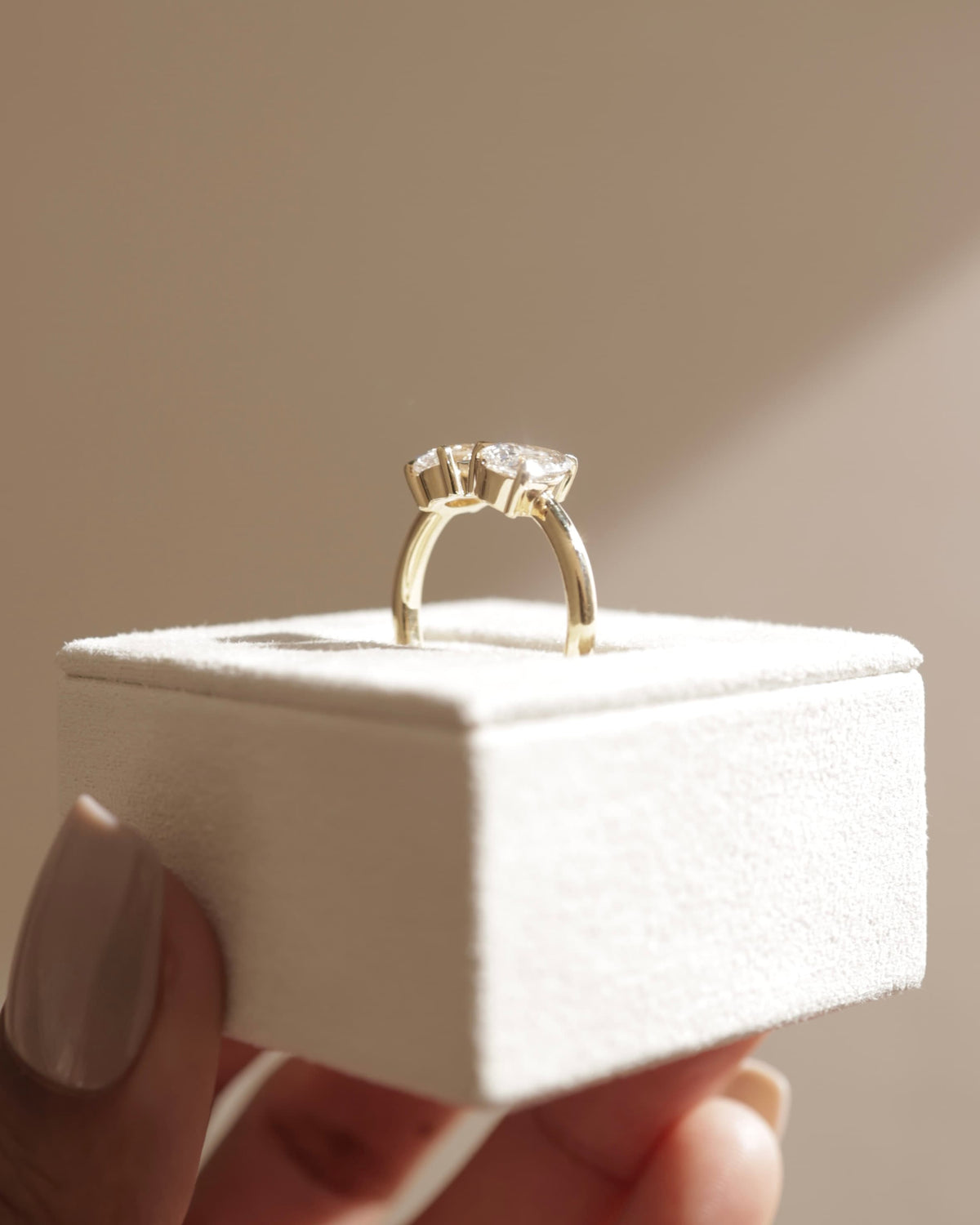 Nadia - Oval and Pear Claw Toi et Moi with Open Band Engagement Ring - White Gold