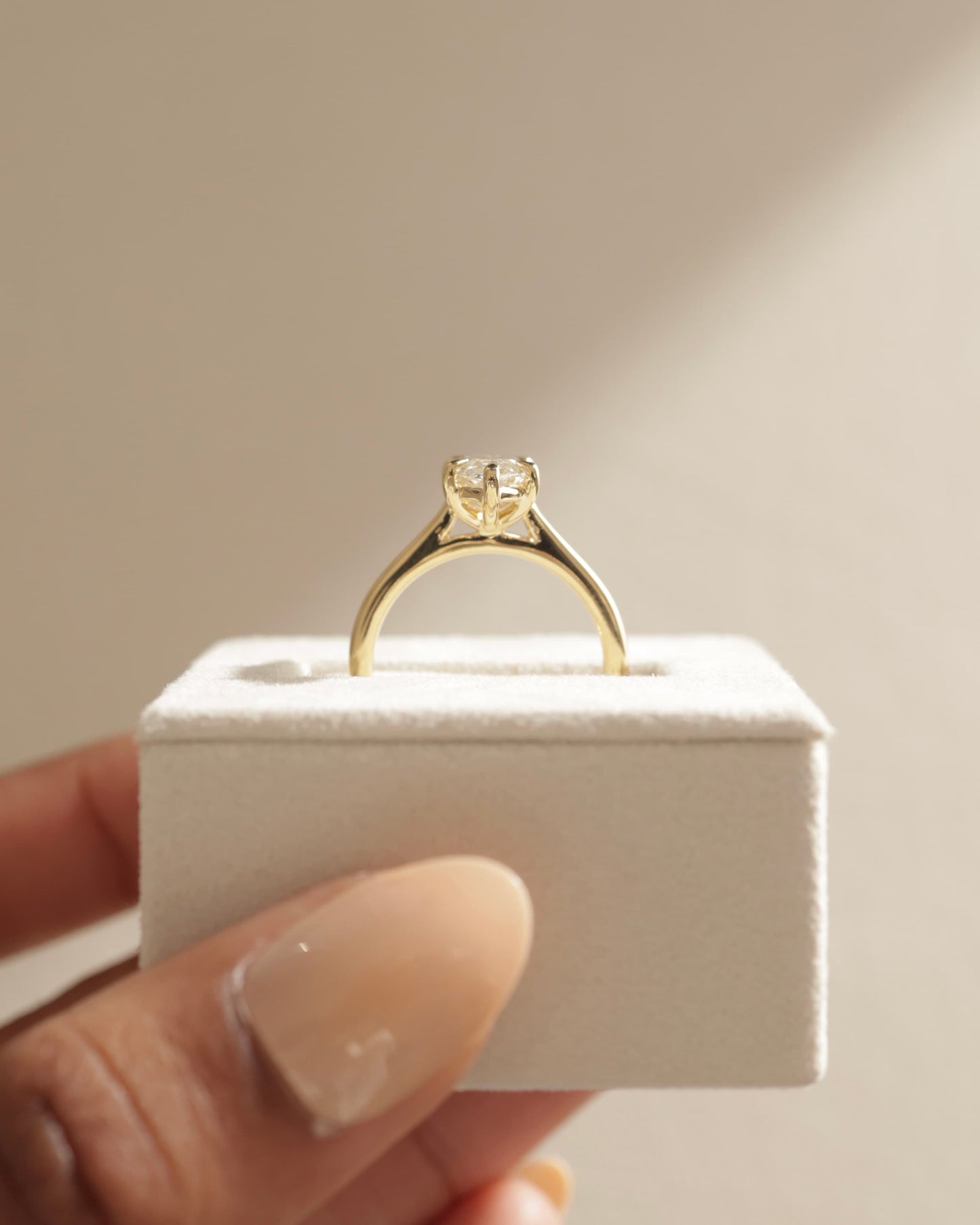 Leila - Marquise Claw Solitaire with Cathedral High Setting Engagement Ring - Yellow Gold