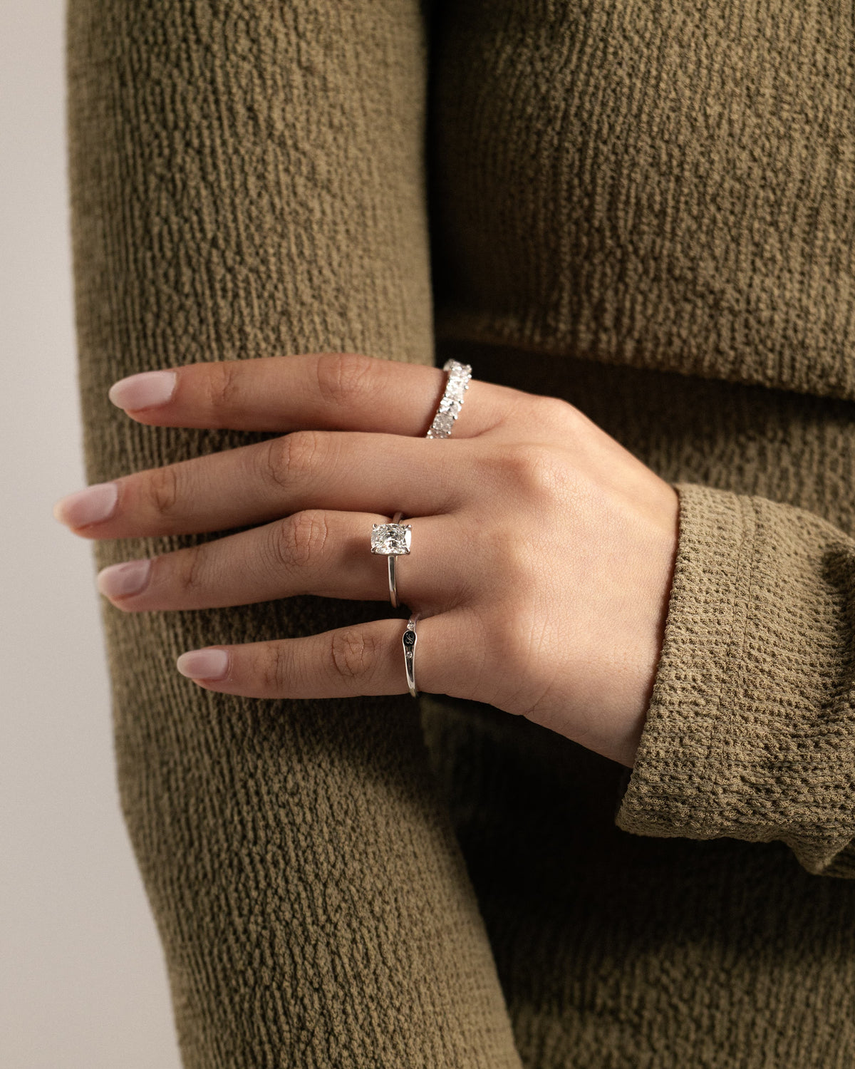 Kelsey - Elongated Cushion Claw Solitaire with Cathedral Low Setting and Open Trellis Gallery Engagement Ring - Yellow Gold