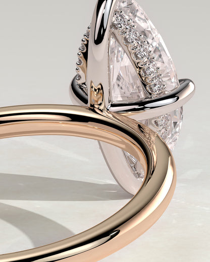 Hellen - Marquise Claw Solitaire with Hidden Halo Engagement Ring - Rose Two-Tone
