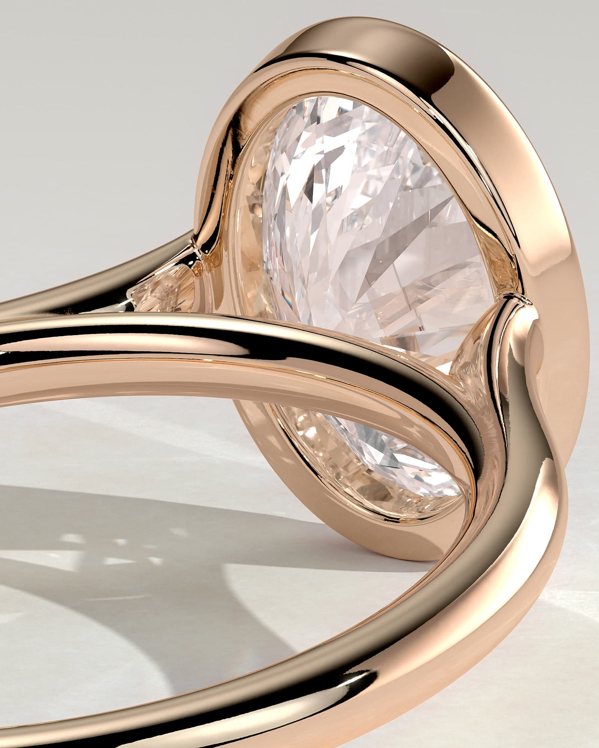 Lexie - Statement Oval Bezel Solitaire with Open Cathedral High Setting Engagement Ring - Rose Gold