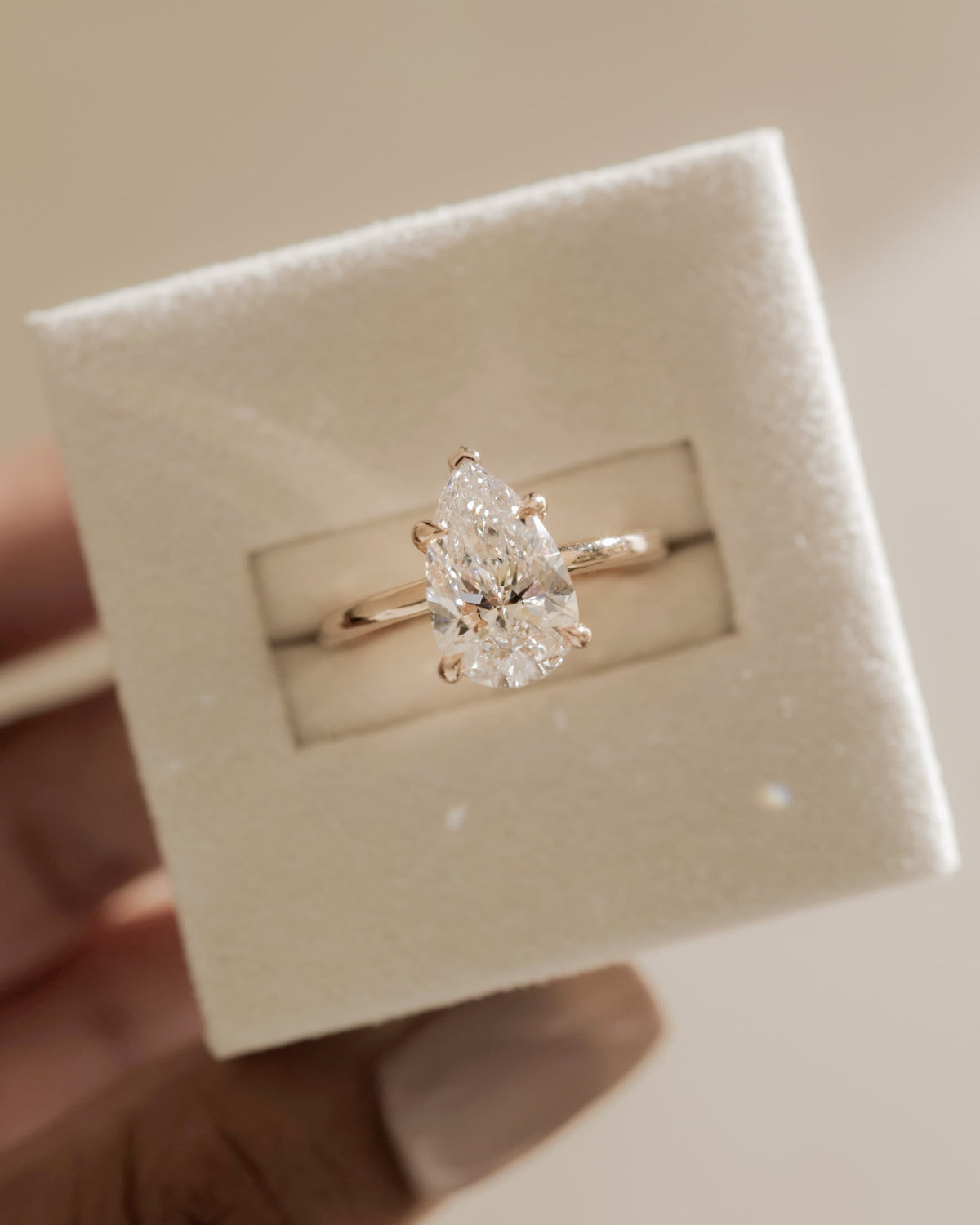 Nienna - Pear Claw Solitaire with Hidden Halo Engagement Ring - Platinum