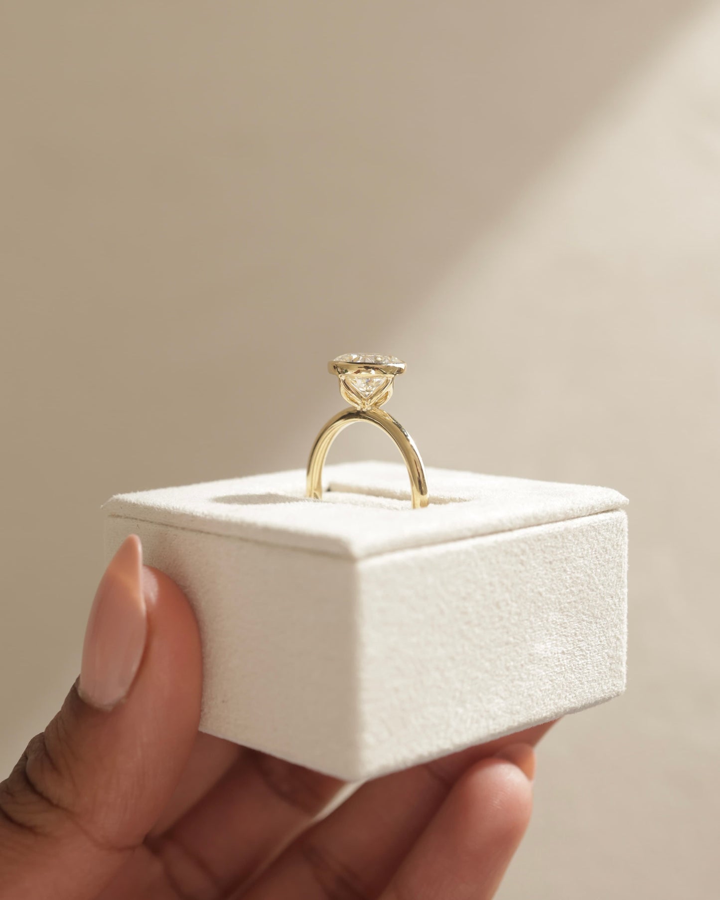 Ophelia - Round Bezel Solitaire with Petal Gallery Engagement Ring - Yellow Gold