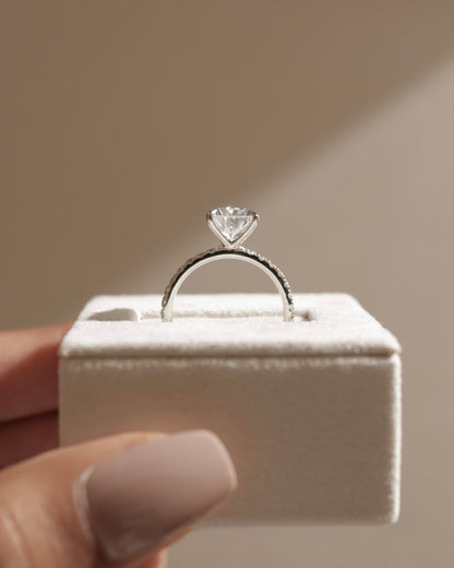 Brynlee - Pear Claw Solitaire with Pave Band Engagement Ring - Yellow Gold
