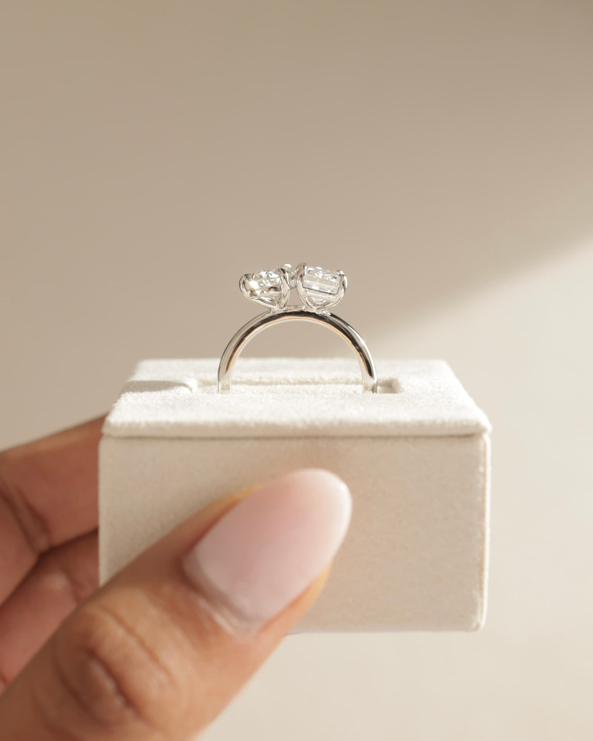Morgan - Pear and Radiant Claw Toi et Moi Engagement Ring - Rose Gold