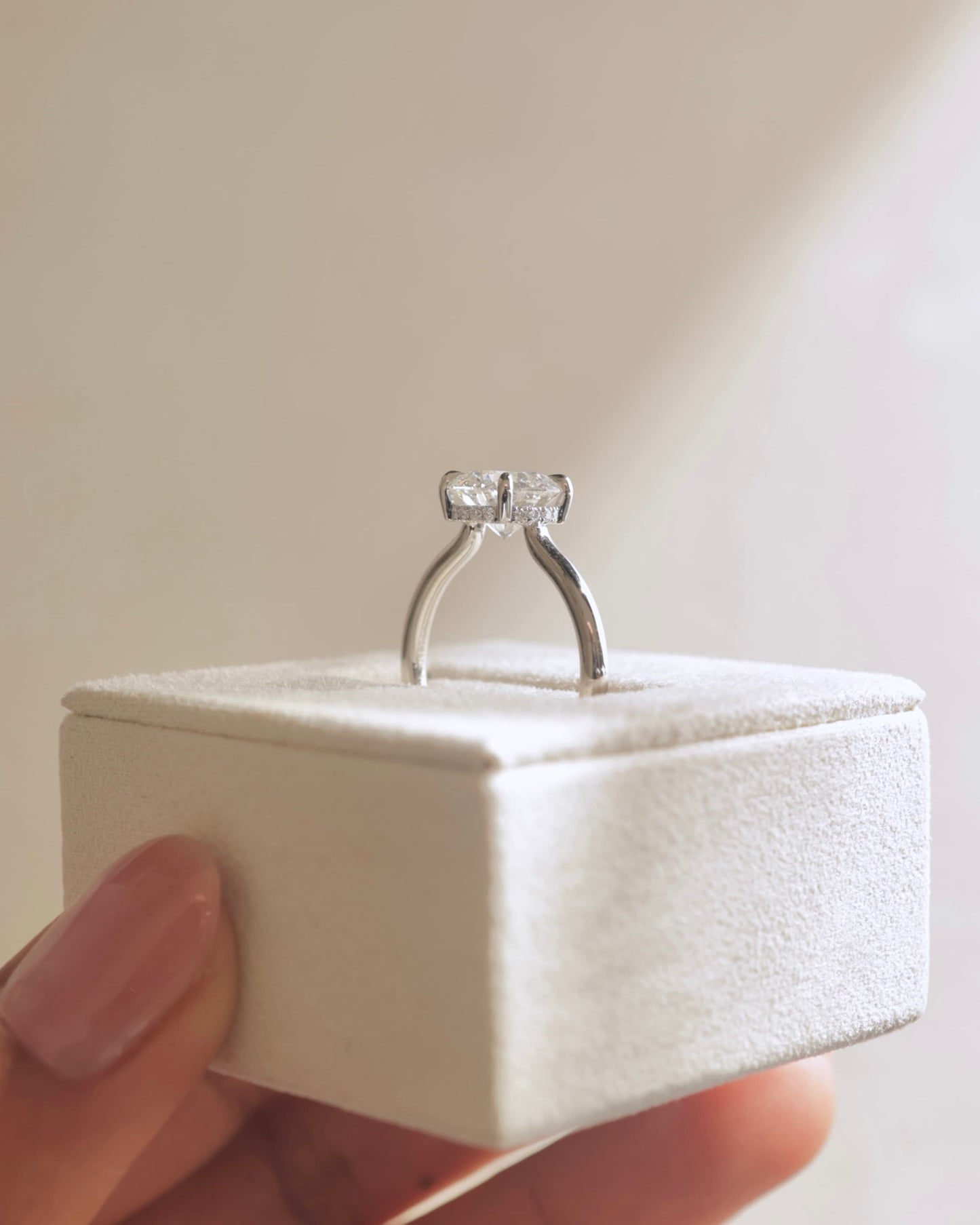 Luna - Round Claw Solitaire with Hidden Halo and Floating Cathedral Low Setting Engagement Ring - Yellow Gold