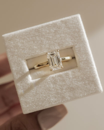 Nora - Emerald Claw Solitaire with Spiral Gallery and Cathedral Low Setting Engagement Ring - Platinum