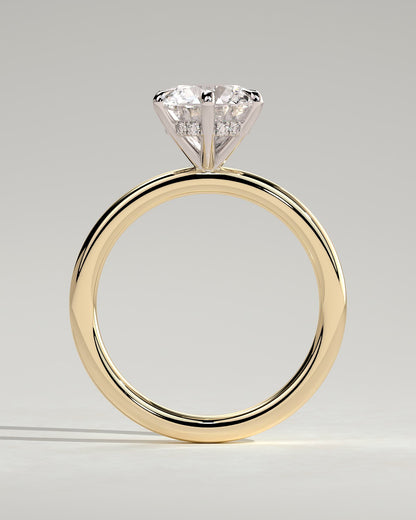 Anna - Round Claw Solitaire with Hidden Halo Engagement Ring - Yellow Two-Tone - yellow two-tone - Lara Jewels