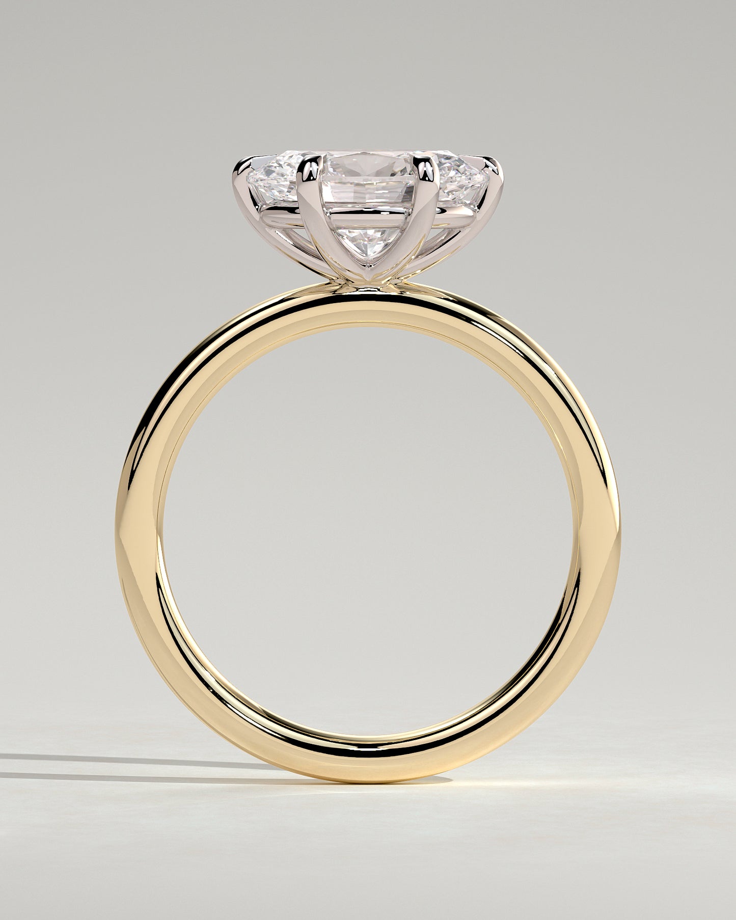Allison - Oval East West Claw Solitaire Engagement Ring - Yellow Two-Tone - Yellow Two-Tone 2ct