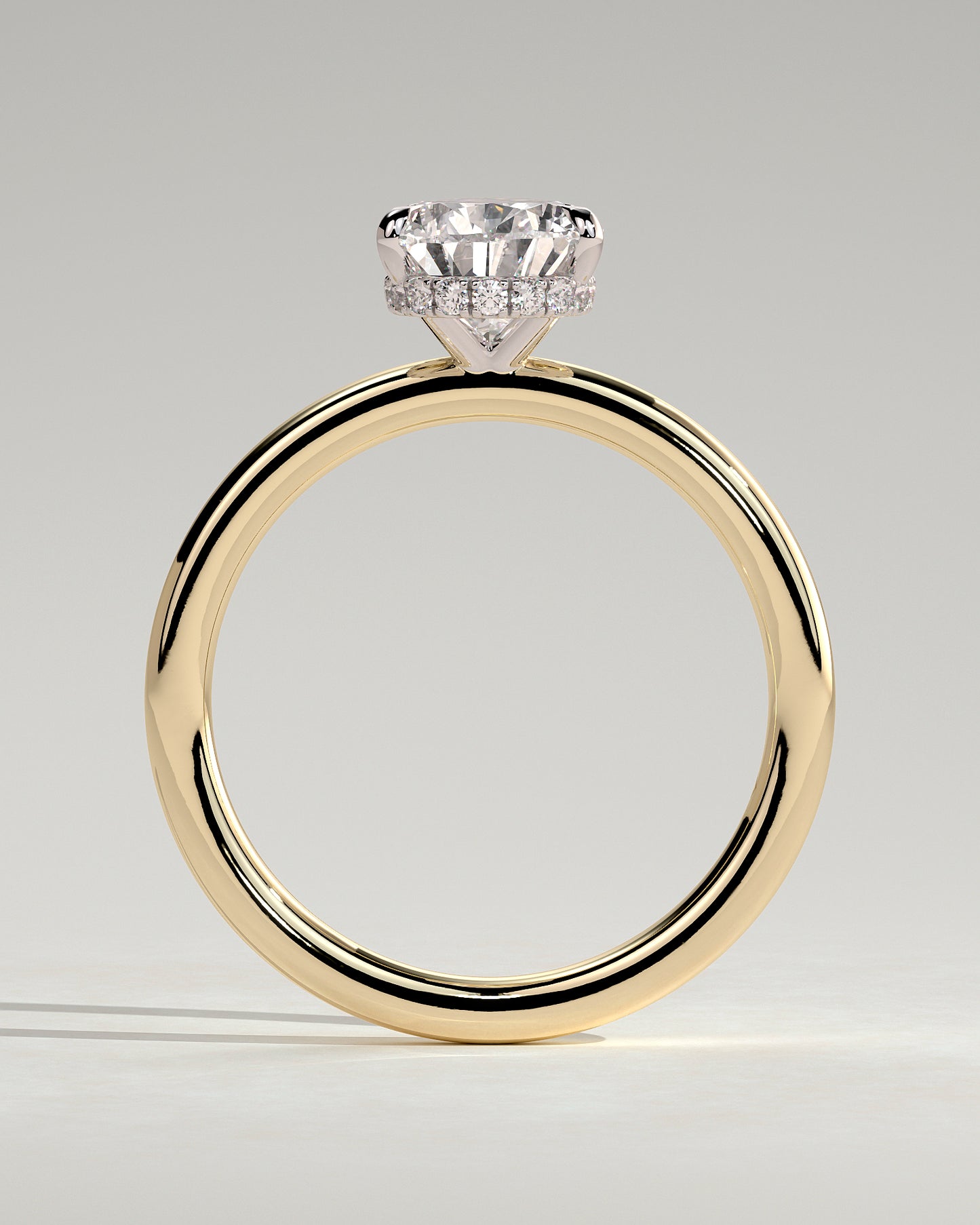 Ainsley - Pear Claw Solitaire with Wrap Around Hidden Halo Engagement Ring - Yellow Two-Tone - Yellow Two-Tone 2ct