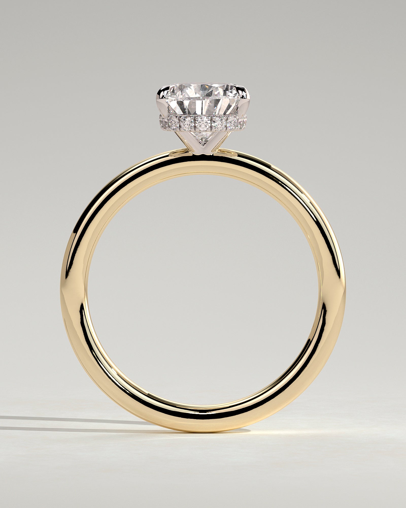 Ainsley - Pear Claw Solitaire with Wrap Around Hidden Halo Engagement Ring - Yellow Two-Tone - Yellow Two-Tone 2ct