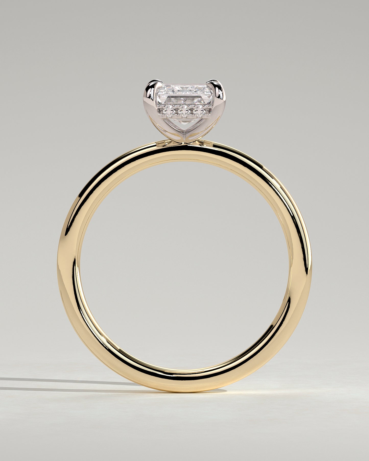 Alice - Emerald Claw Solitaire with Hidden Halo Engagement Ring - Yellow Two-Tone - Yellow Two-Tone 2ct