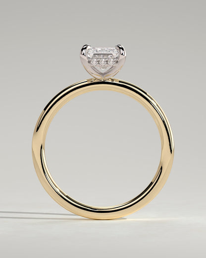 Alice - Emerald Claw Solitaire with Hidden Halo Engagement Ring - Yellow Two-Tone - yellow two-tone - Lara Jewels