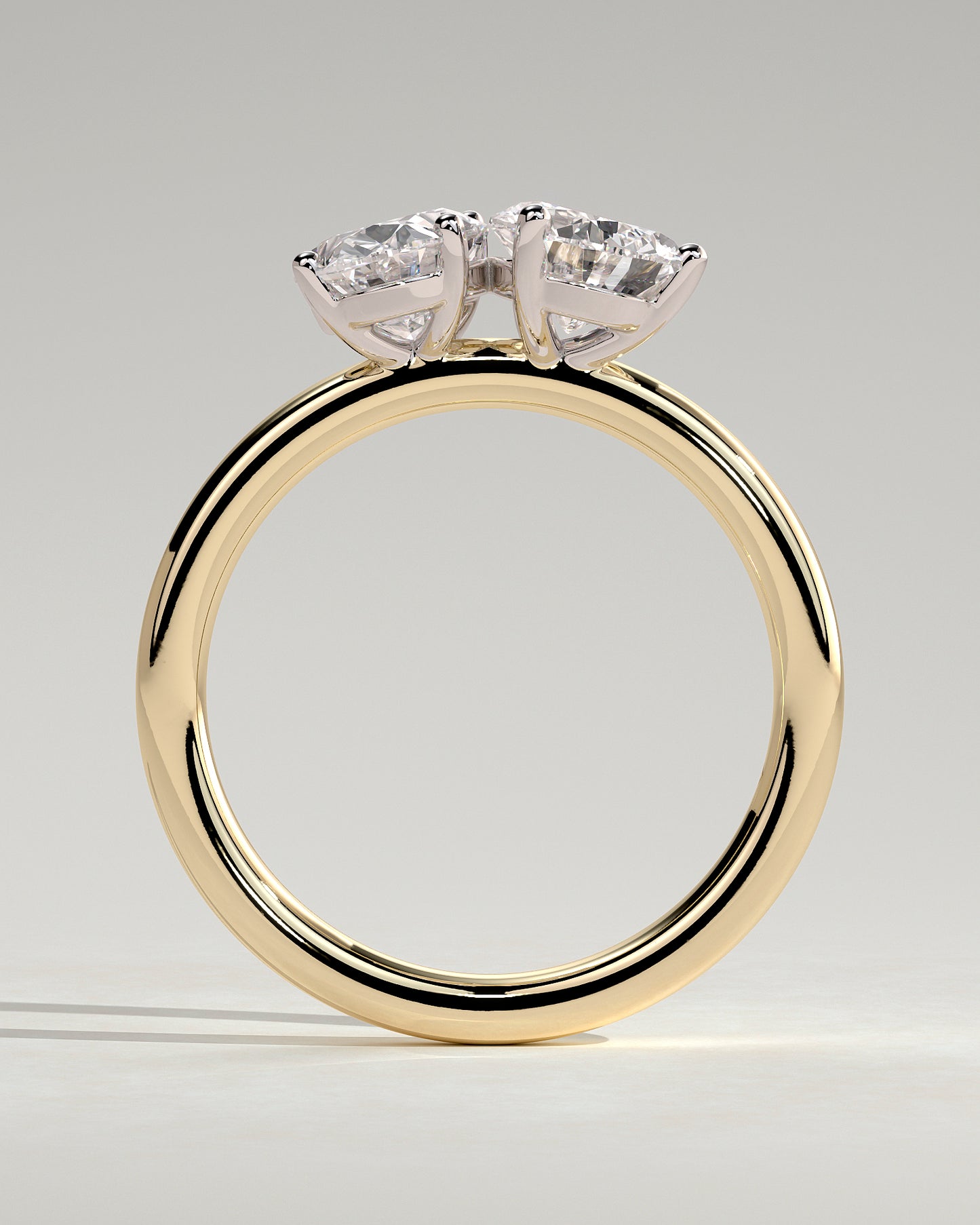 April - Pear and Oval Claw Toi et Moi Engagement Ring - Yellow Two-Tone - Yellow Two-Tone 2ct