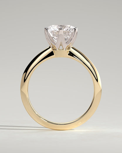 Caroline - Round Claw Solitaire with Knife Edge Band Engagement Ring - Yellow Two-Tone