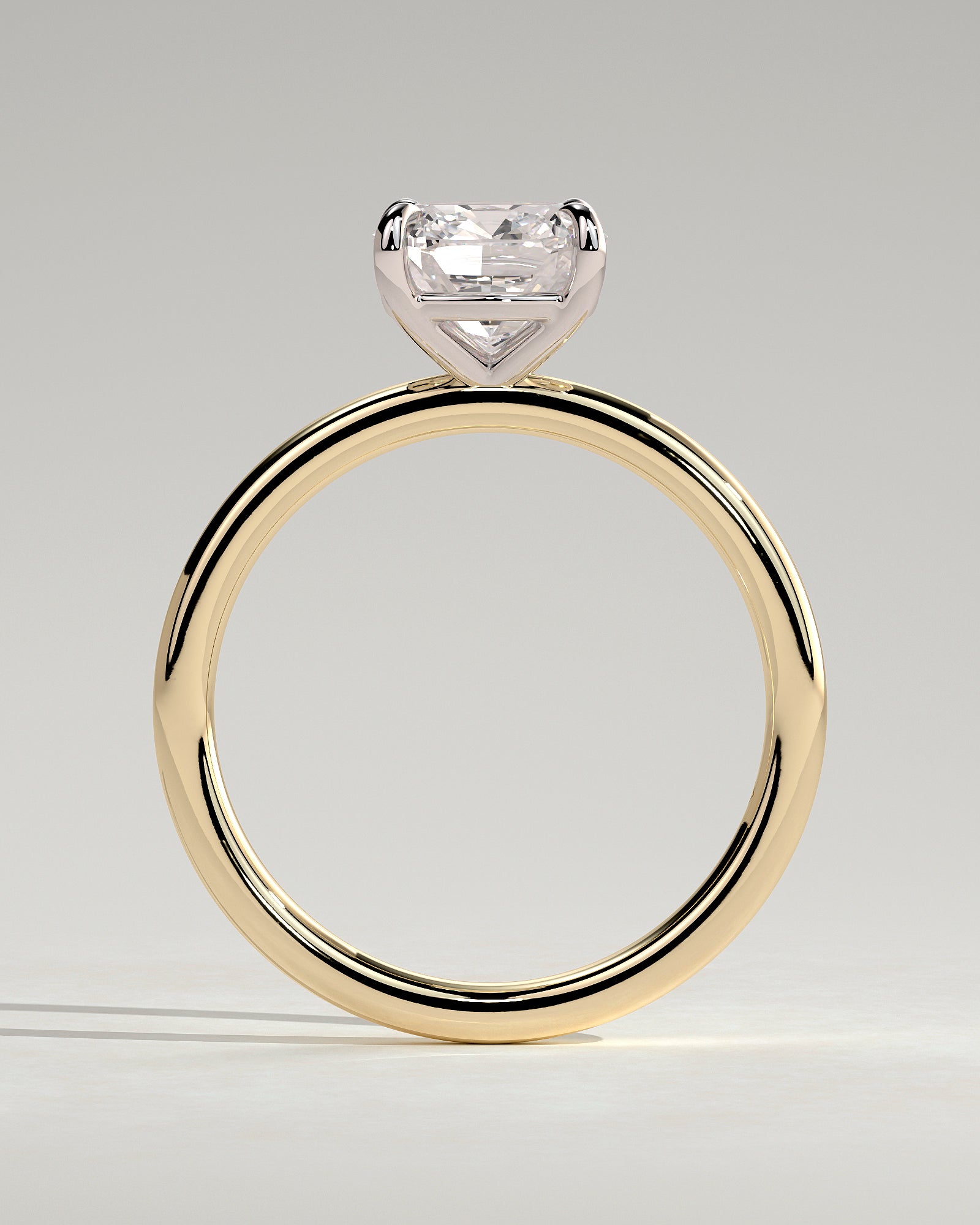 Hazel - Cushion Claw Solitaire Engagement Ring - Yellow Two-Tone - Yellow Two-Tone 2ct