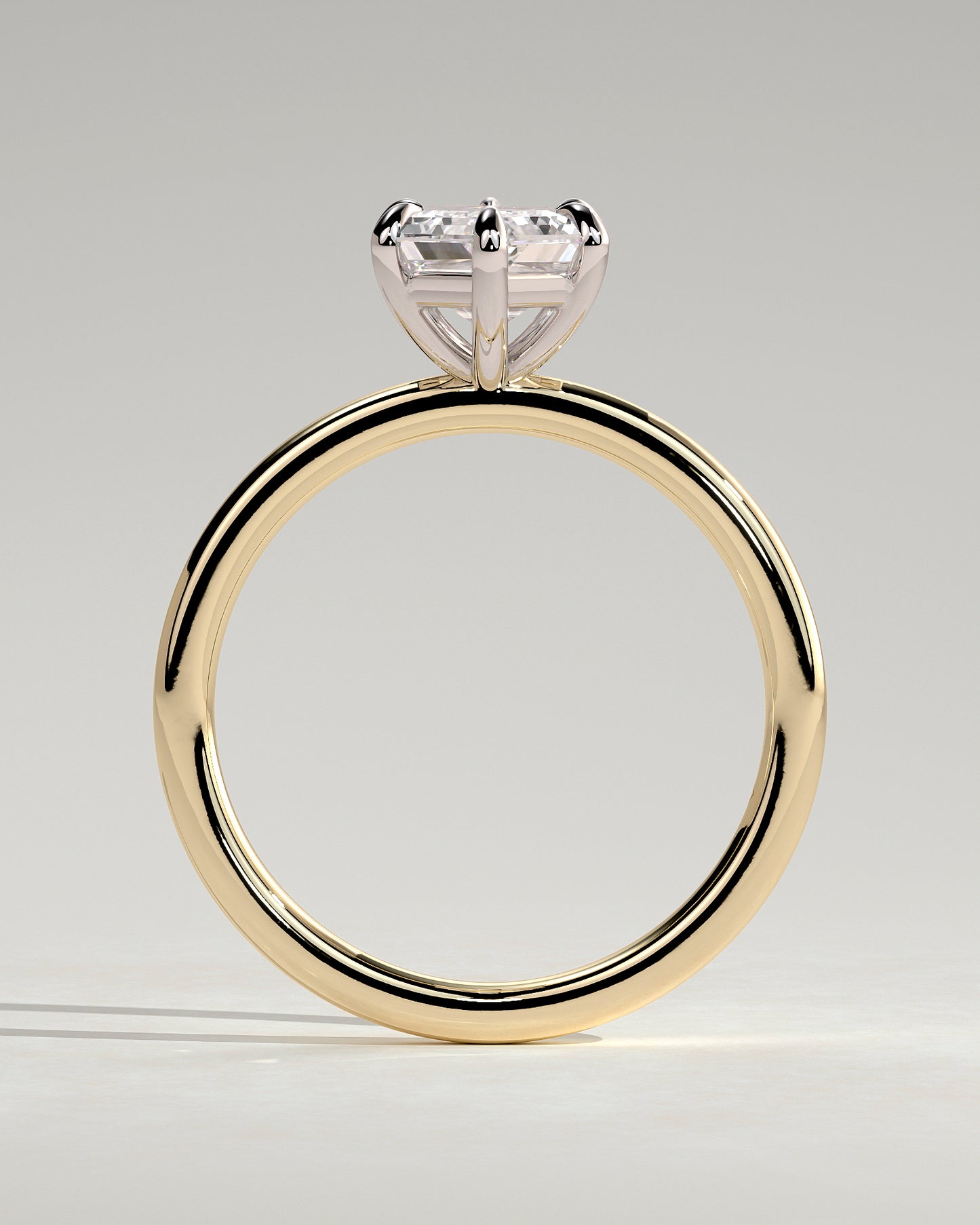 Cynthia - Classic Elongated Hexagon Claw Solitaire Engagement Ring - Yellow Two-Tone - Yellow Two-Tone 2ct