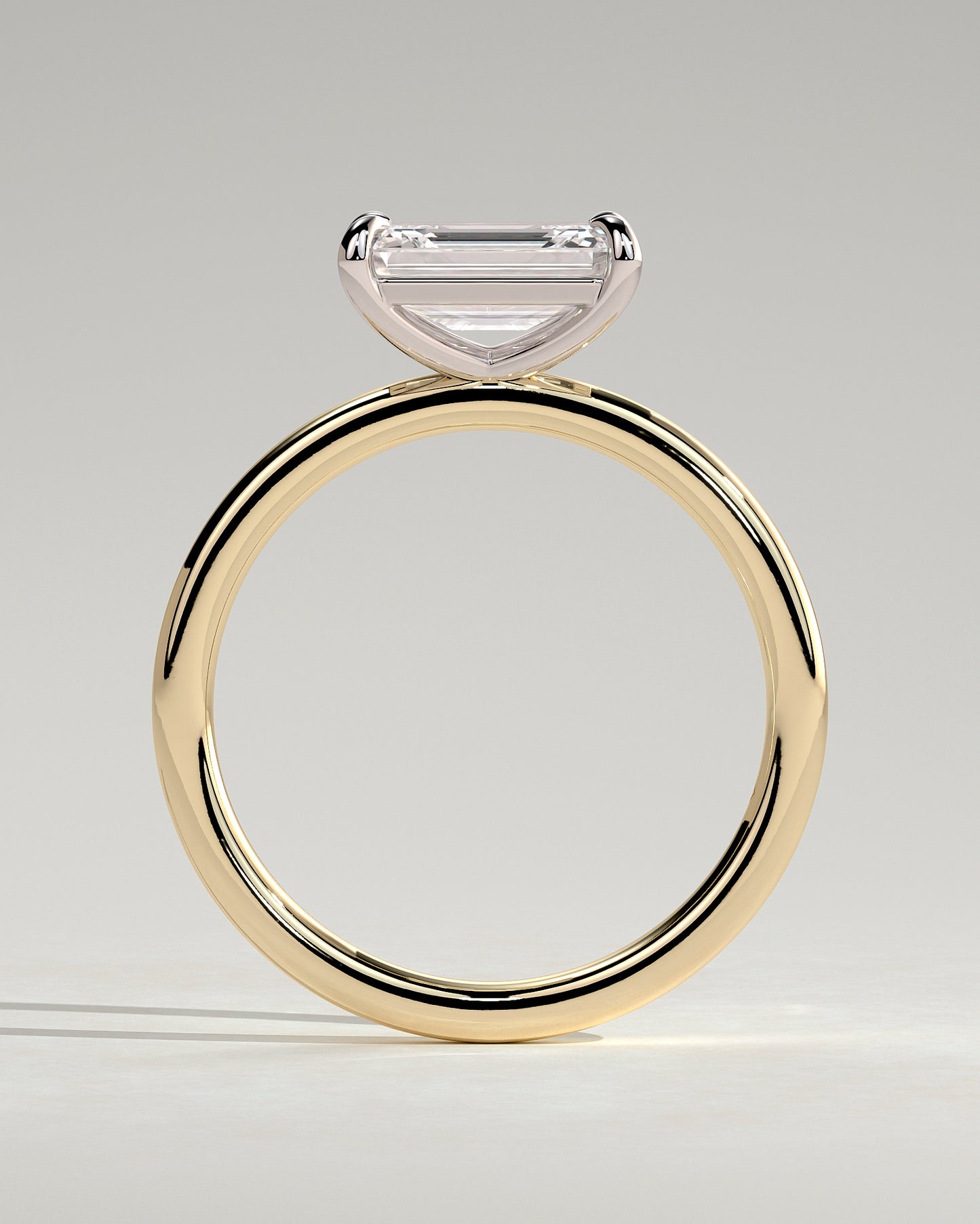 Debbie - Emerald East West Claw Solitaire Engagement Ring - Yellow Two-Tone - Yellow Two-Tone 2ct