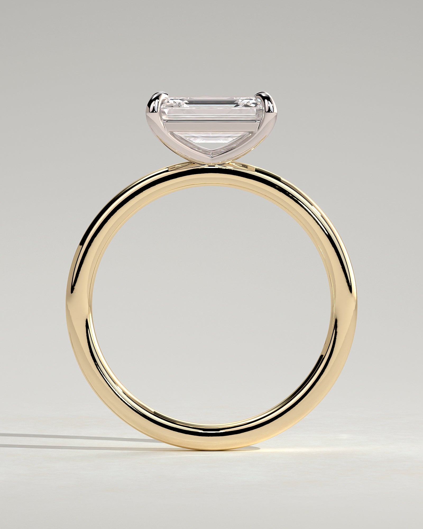 Debbie - Emerald East West Claw Solitaire Engagement Ring - Yellow Two-Tone - Yellow Two-Tone 2ct