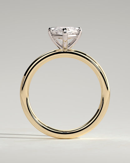 Genevieve - Marquise Claw Solitaire Engagement Ring - Yellow Two-Tone