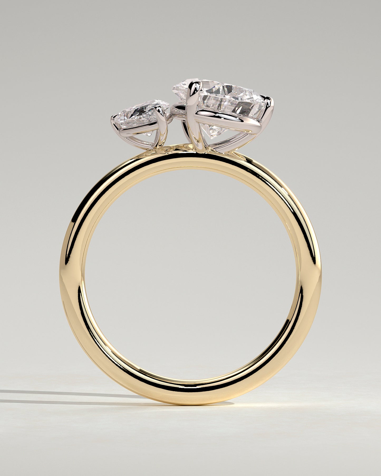 Francesca - Pear and Pear Claw Toi et Moi Engagement Ring - Yellow Two-Tone - Yellow Two-Tone 2ct