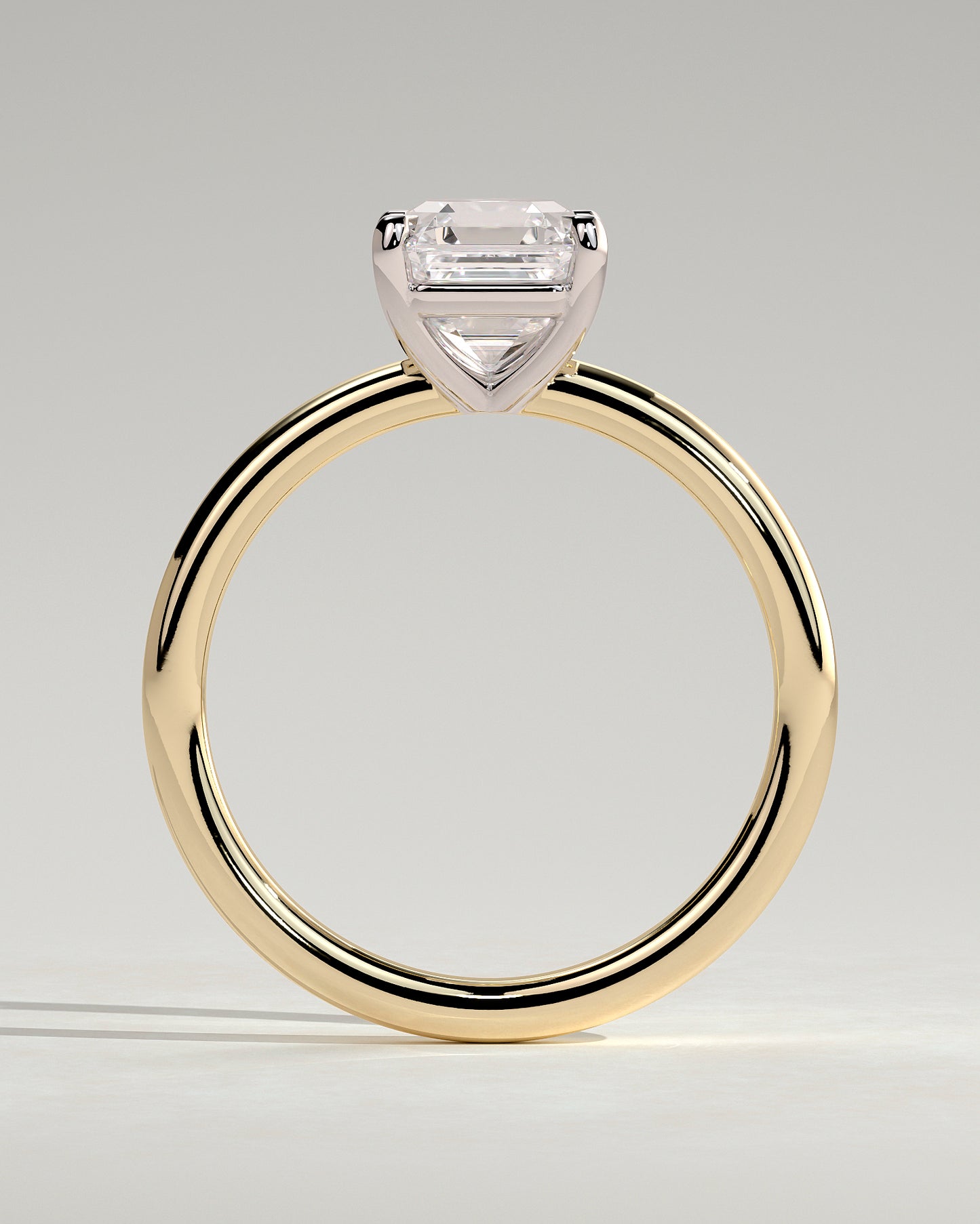 Emmy - Asscher Claw Solitaire Engagement Ring - Yellow Two-Tone - Yellow Two-Tone 2ct