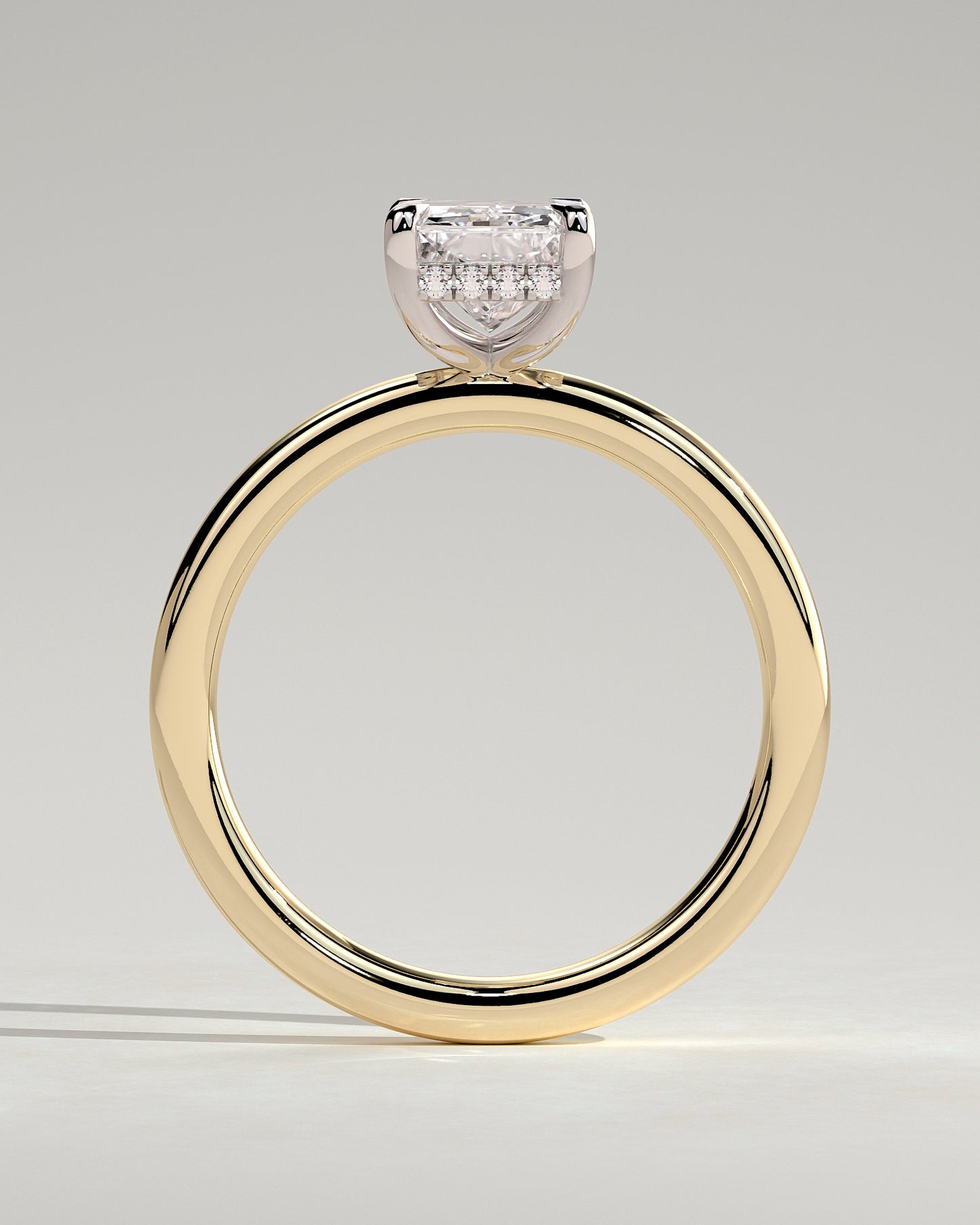 Carly - Radiant Claw Solitaire with Hidden Halo Engagement Ring - Yellow Two-Tone - Yellow Two-Tone 2ct
