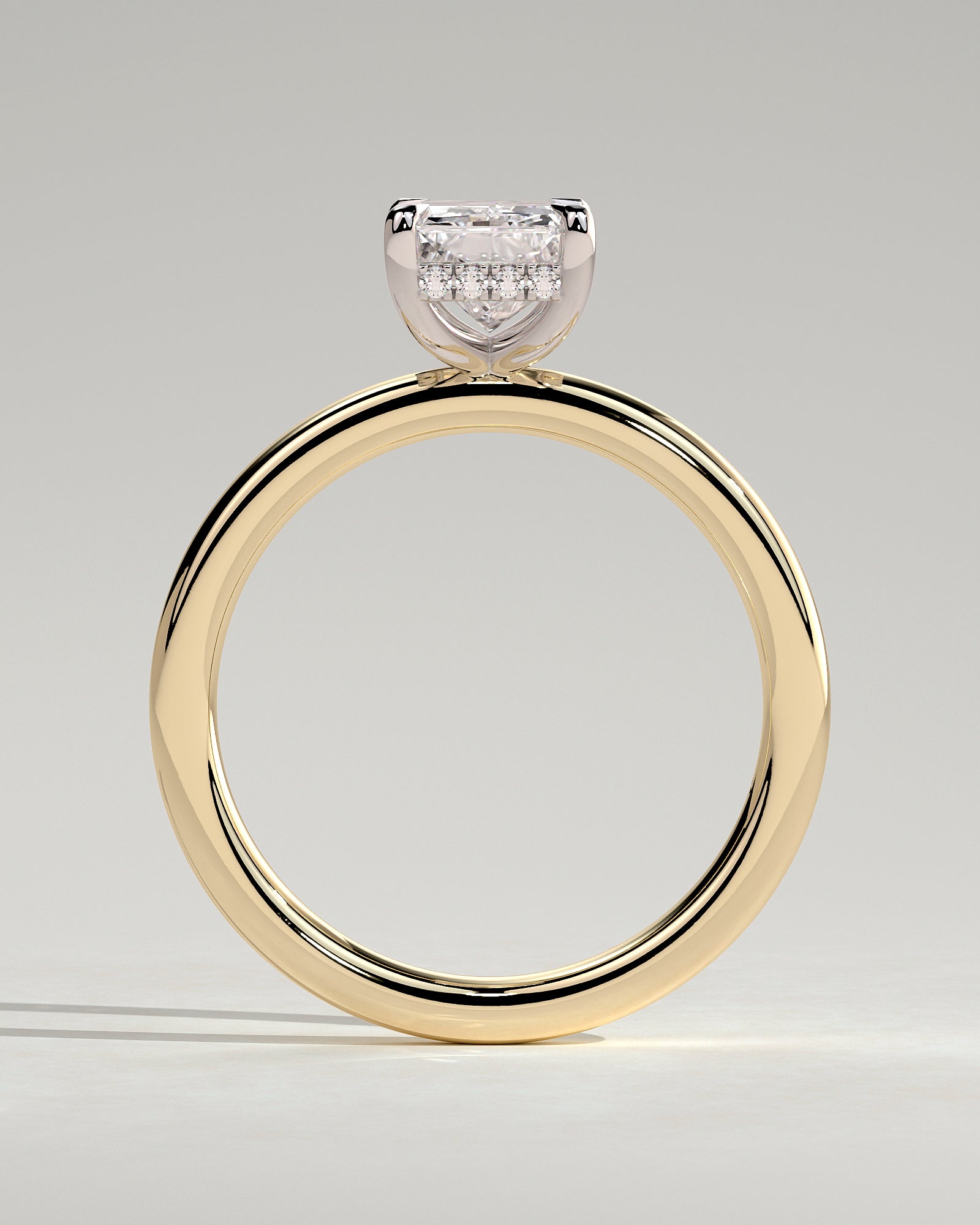 Carly - Radiant Claw Solitaire with Hidden Halo Engagement Ring - Yellow Two-Tone - Yellow Two-Tone 2ct
