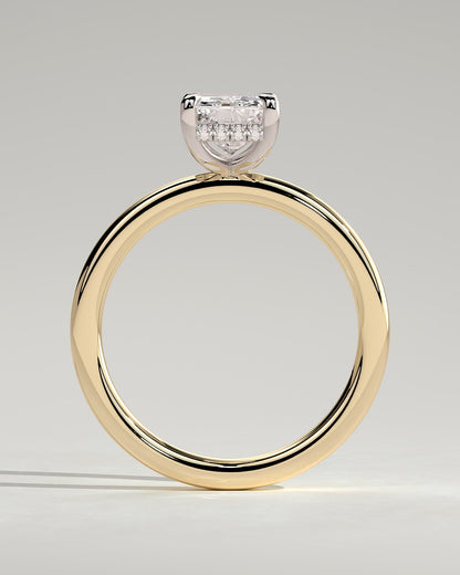 Carly - Radiant Claw Solitaire with Hidden Halo Engagement Ring - Yellow Two-Tone