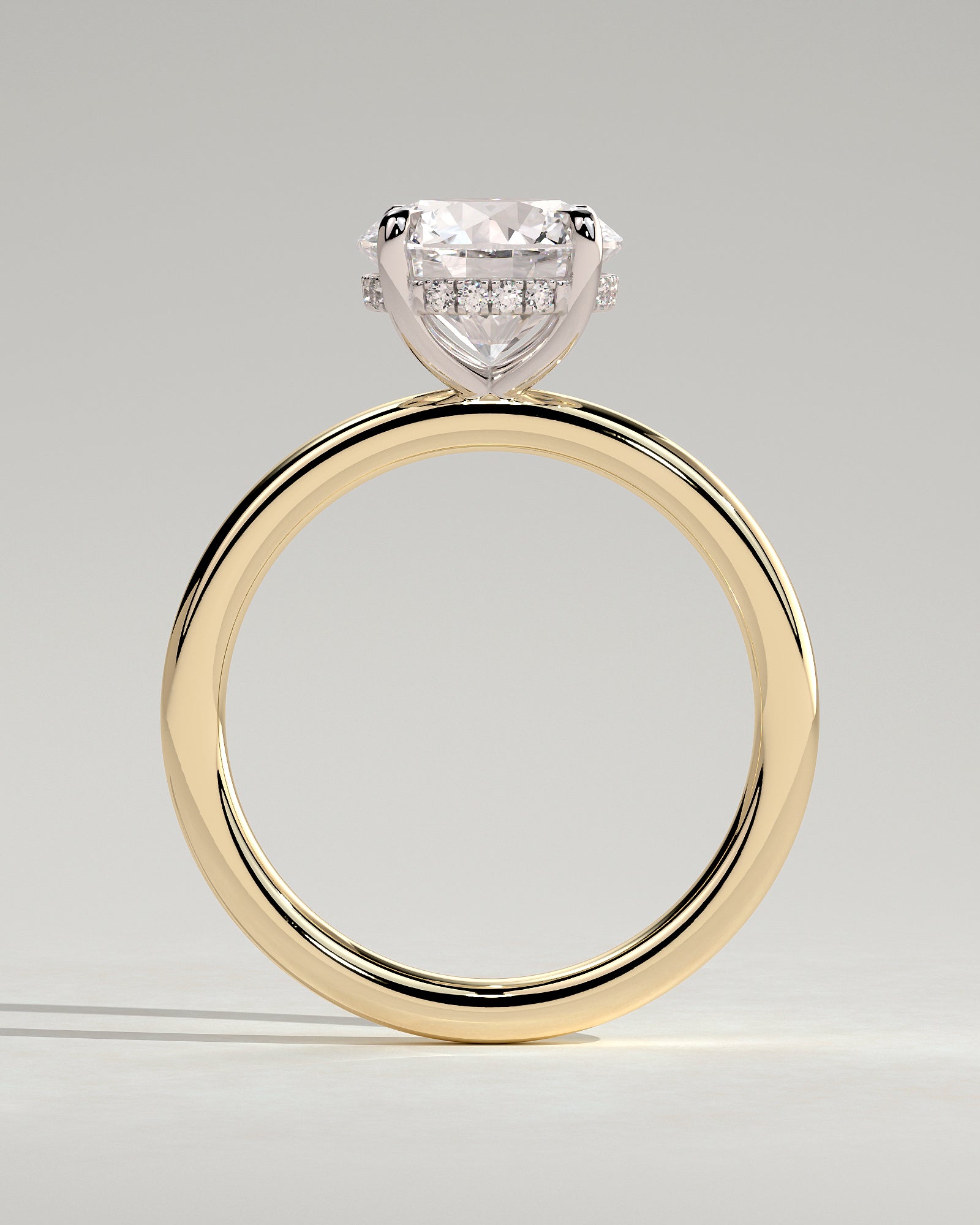 Bindi - Round Claw Solitaire with Hidden Halo Engagement Ring - Yellow Two-Tone - Yellow Two-Tone 2ct