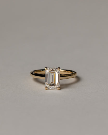 Nora - Emerald Claw Solitaire with Spiral Gallery and Cathedral Low Setting Engagement Ring - Platinum