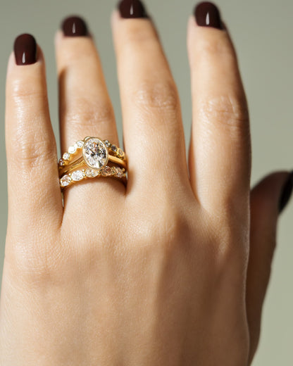 Gemma - Oval Bezel Solitaire with Twisted Gallery Engagement Ring - Yellow Gold