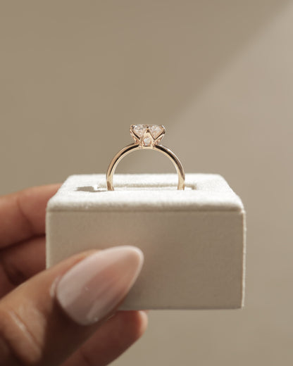 Jayden - Round Claw Solitaire with Petal Gallery and Cigar Band Engagement Ring - Yellow Gold