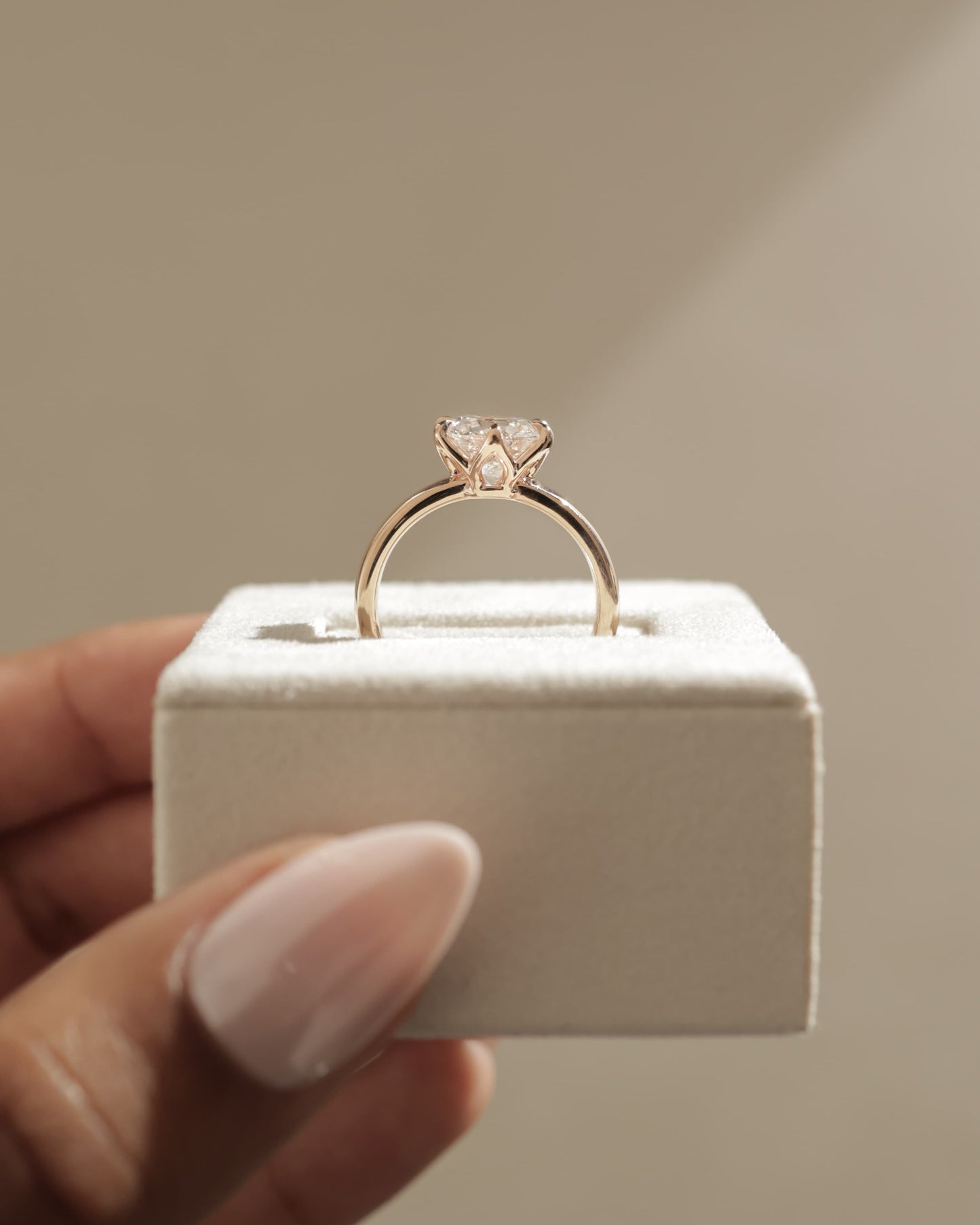 Jayden - Round Claw Solitaire with Petal Gallery and Cigar Band Engagement Ring - Platinum