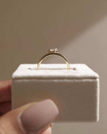 Tatiana - Pear Claw Solitaire with Offset Angled Setting and Flat Cigar Band Engagement Ring - Platinum